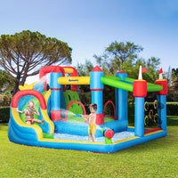 Outsunny Kids Inflatable Bouncy Castle 6 in 1 Water Slide Water Gun & Air Blower