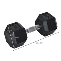 
              HOMCOM 15KG Single Rubber Hex Dumbbell Portable Hand Weights Home Gym
            