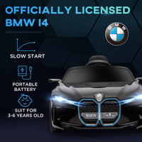 BMW i4 Licensed 12V Kids Electric Ride-On with Portable Battery Black