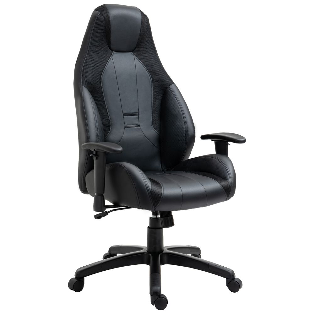 Vinsetto High Back Executive Office Chair Gaming Recliner with Footrest Black