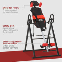 
              HOMCOM Adjustable Gravity Inversion Table with Safety Belt For Muscle Pain RED
            