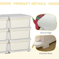 HOMCOM Kids Storage Unit Toy Box Vertical Dresser with Six Drawers Cream