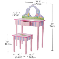 
              Fantasy Fields Childrens Play Wooden Vanity Table Stool Set & Mirror TD-13245A
            