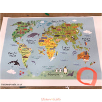 Half Price Small Kids World Map Wall Sticker 50cm x 34 With Smudge